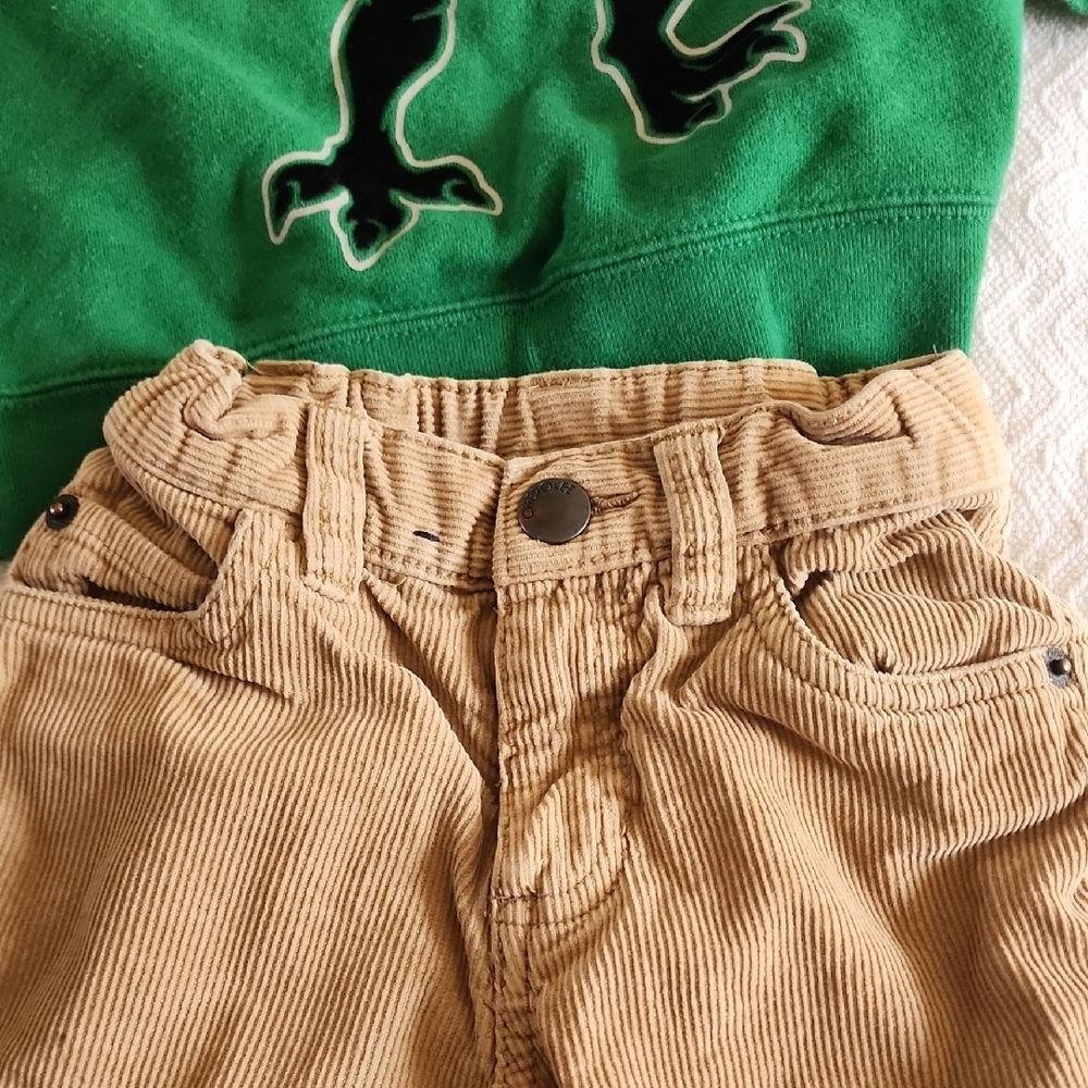 Dinosaur Graphic Green Sweatshirt and Tan Pants Set - Picture 7 of 8